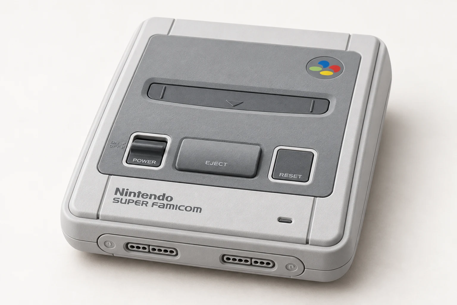 AI-generated studio portrait of Super Famicom Mini, Nintendo Classic Mini Super Famicom · Japan.